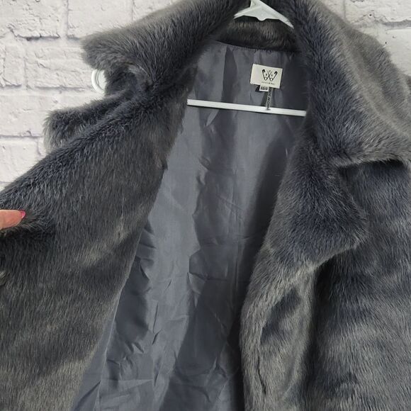 Six Crisp Days XS/S Gray Faux Fur Vest Anthropologie Shaggy Teddy Jacket Retro - Picture 5 of 9